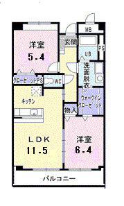 ビエントナイン(2LDK/2階)の間取り写真