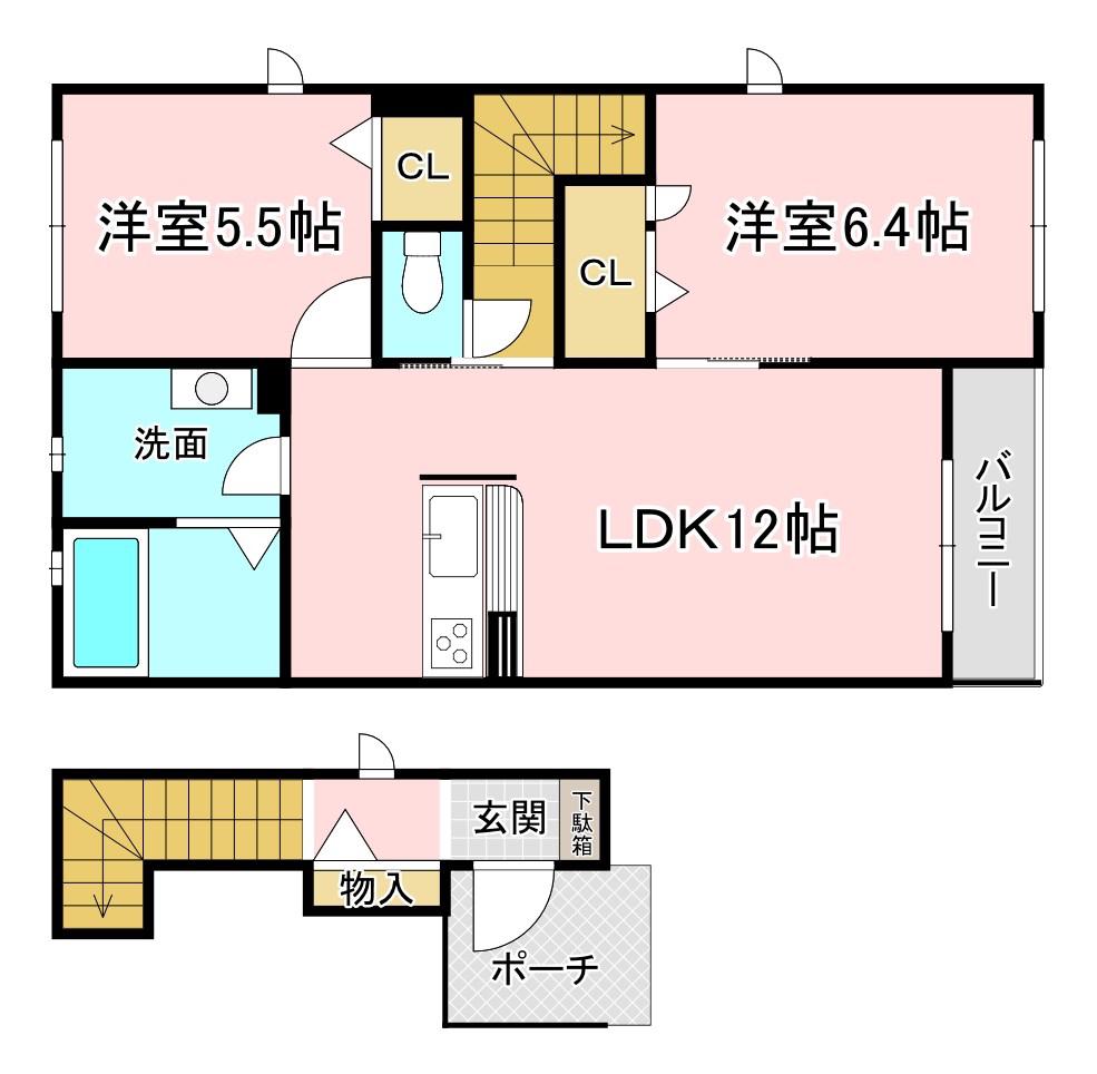 カーサ ドマーニ(2LDK/2階)の間取り写真