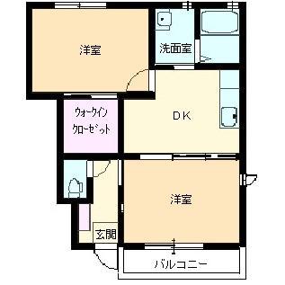 シャーメゾンエリル A棟(2DK/1階)の間取り写真