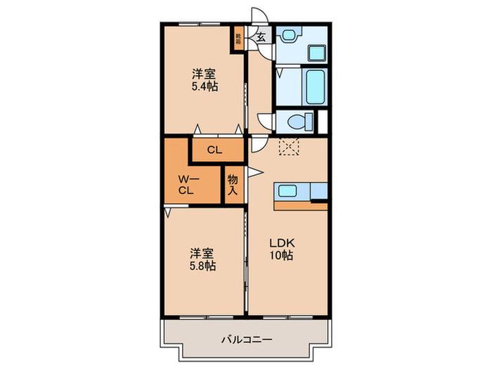 ウエルビュー桜(2LDK/2階)の間取り写真