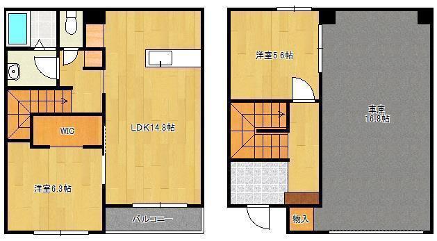 ラグナ・セカGARAGEIV D棟(2LDK/1階)の間取り写真