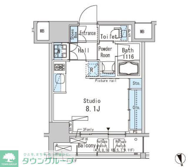 パークアクシス上野(ワンルーム/3階)の間取り写真