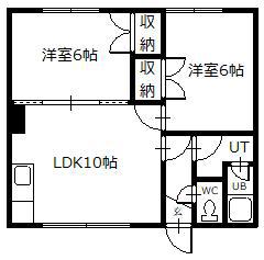 マンションイースト(2LDK/1階)の間取り写真