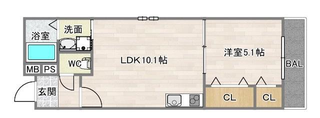 CHARM PARKSIDE I(1LDK/3階)の間取り写真