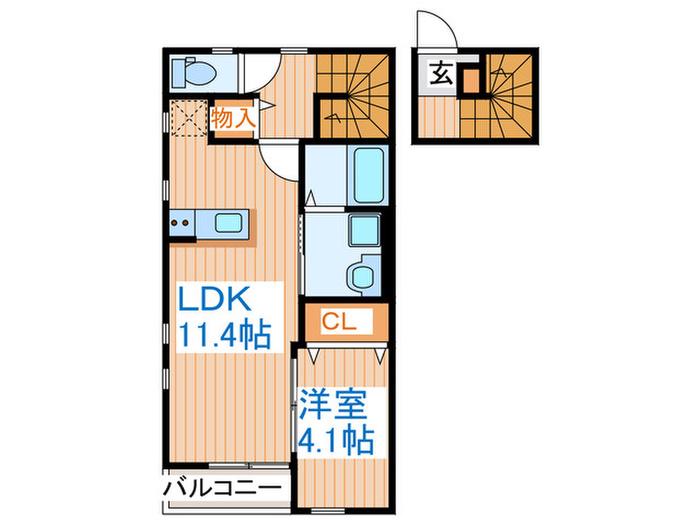 アン・ボヌール(1LDK/2階)の間取り写真