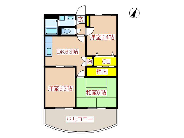 フルールM(3DK/3階)の間取り写真