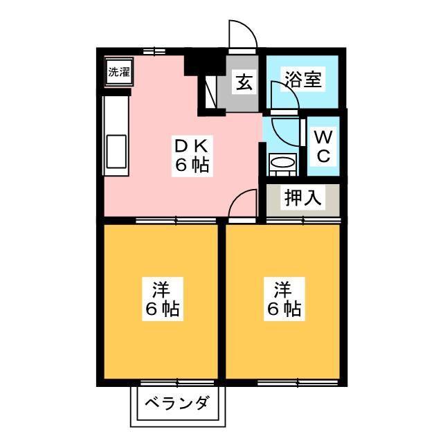 ディアコート開成A棟(3DK/2階)の間取り写真