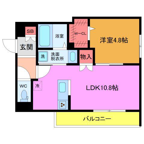 メゾンドソレイユ(1LDK/3階)の間取り写真