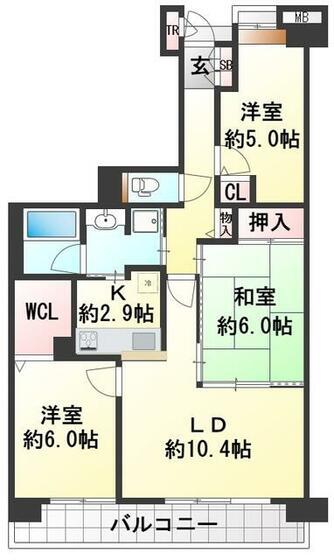 フェルティプラザ垂水・丘の街(3LDK/4階)の間取り写真