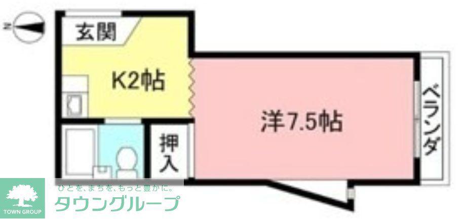 クロノス南林間イースト(1K/2階)の間取り写真