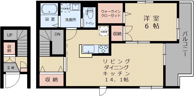 プチメゾン面影橋(1LDK/2階)の間取り写真