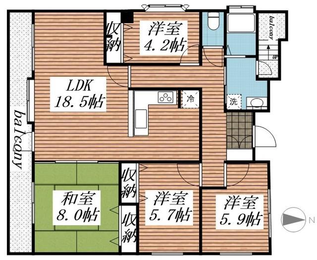 CITY BOX 5(4LDK/4階)の間取り写真