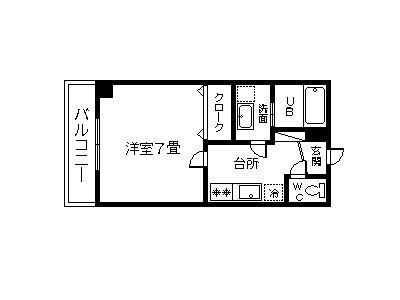 惟神いづろビル(1K/3階)の間取り写真