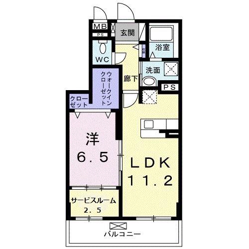 ゼファーII(1LDK/1階)の間取り写真