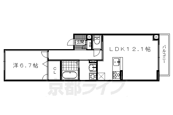 シャーメゾン冷泉町(1LDK/2階)の間取り写真