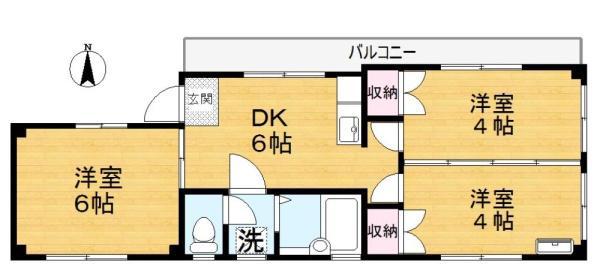 COMODO大師(3DK/3階)の間取り写真