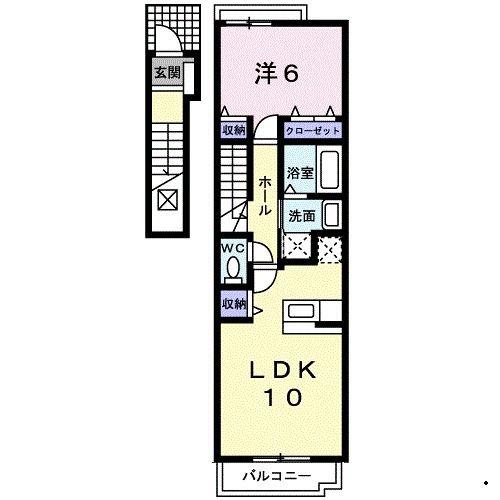 ヴィラ・シャンテ A(1LDK/2階)の間取り写真