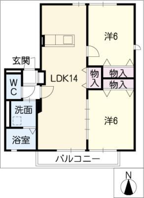 シドニーコート(2LDK/1階)の間取り写真