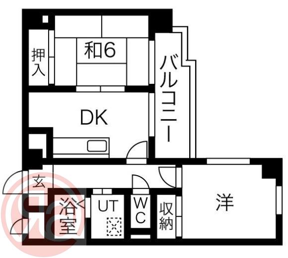 シャトー元町(2DK/8階)の間取り写真
