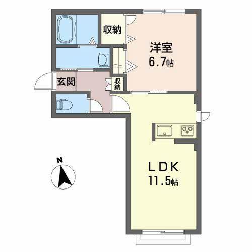 シャーメゾンペットランドA(1LDK/2階)の間取り写真