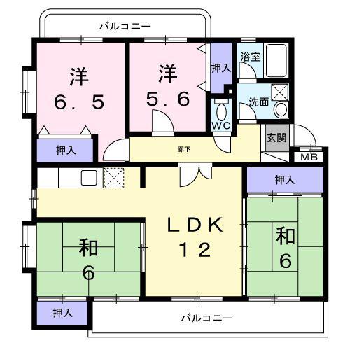 カルチェ南室見(4LDK/3階)の間取り写真