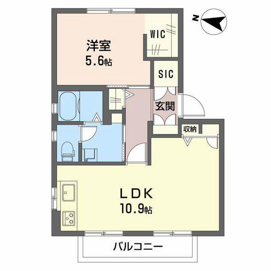 シャーメゾン東高須(1LDK/2階)の間取り写真