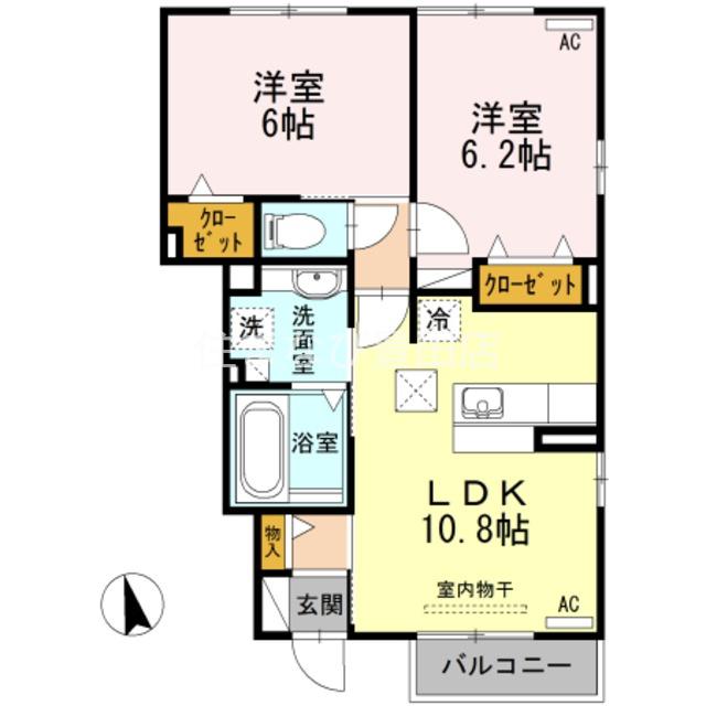 D-ROOM明和(2LDK/1階)の間取り写真