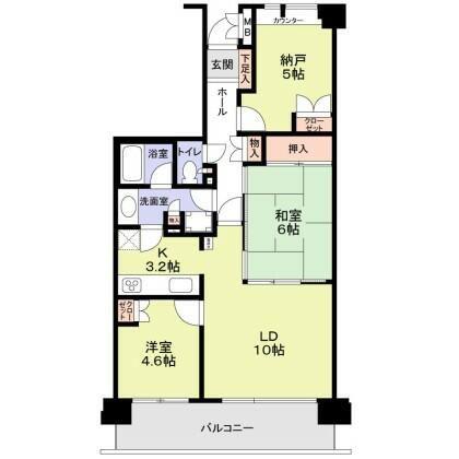 越谷南パークホームズ(2SLDK/7階)の間取り写真