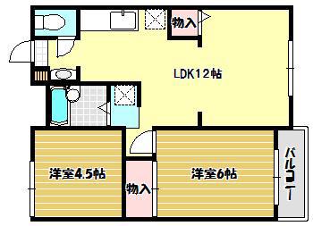 ファンメゾンIIA(2LDK/2階)の間取り写真