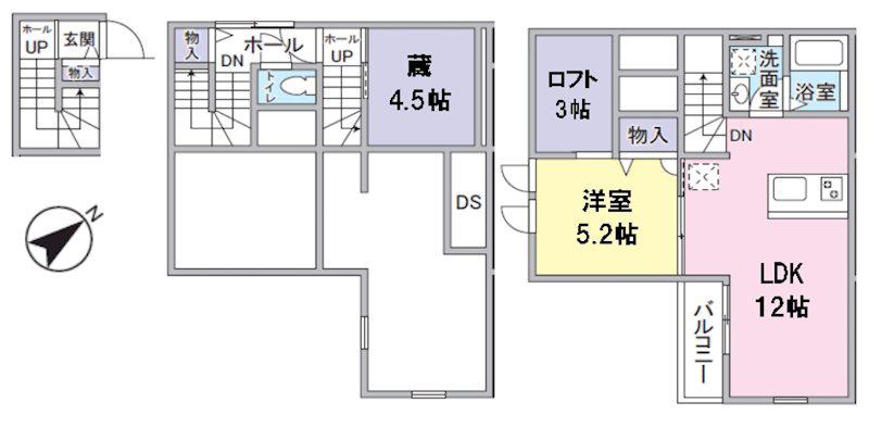 フェアウィンド(1LDK/2階)の間取り写真