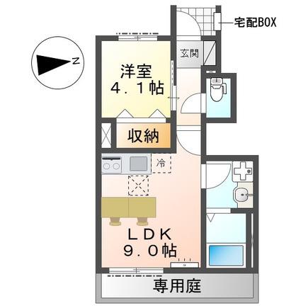 海老名市大谷北アパートⅤ期(1LDK/1階)の間取り写真
