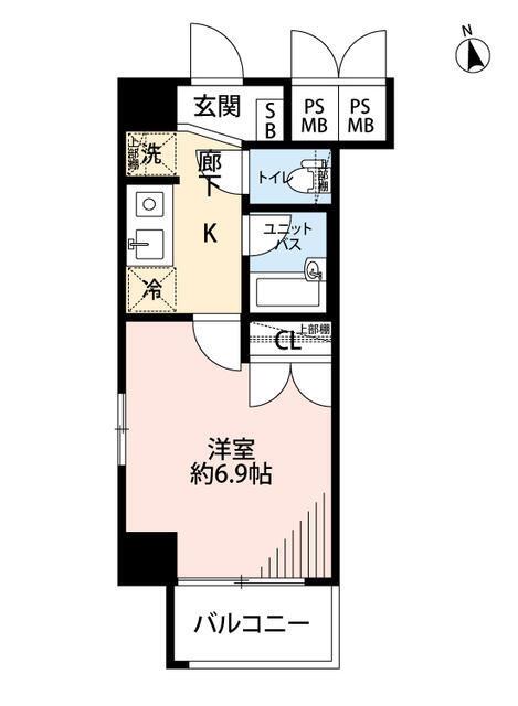 メインステージ麻布十番2(1K/3階)の間取り写真