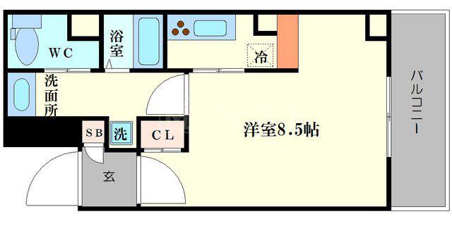 ヴェローナII(1K/5階)の間取り写真