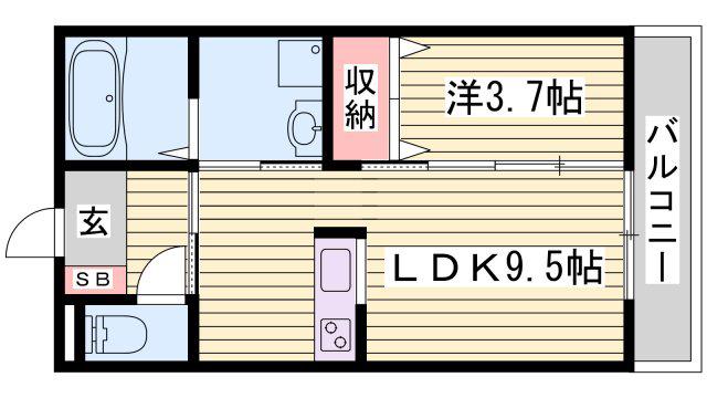 Kレジデンスウエスト(1LDK/2階)の間取り写真