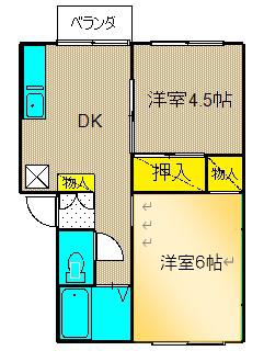 安室ハイツ(2DK/1階)の間取り写真