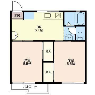 サンヴェール池田(2DK/1階)の間取り写真