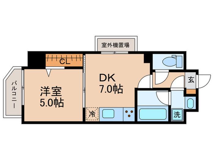 フローレス東中野(1DK/9階)の間取り写真