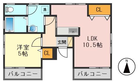 ピアコート(1LDK/3階)の間取り写真