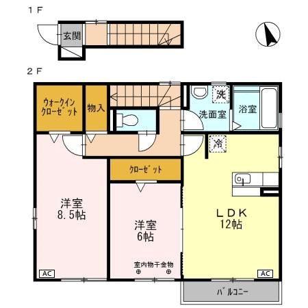 コンソラーレ カーサ C(2LDK/2階)の間取り写真