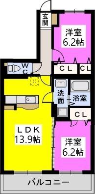 VENT VERT 須崎(2LDK/5階)の間取り写真