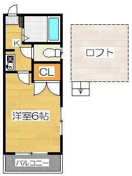 グランパレ二日市(1K/2階)の間取り写真