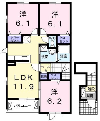 モンレーヴI(3LDK/2階)の間取り写真