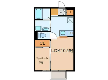 RECENTE(1LDK/1階)の間取り写真