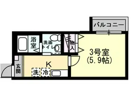 S-1金沢文庫(1K/3階)の間取り写真