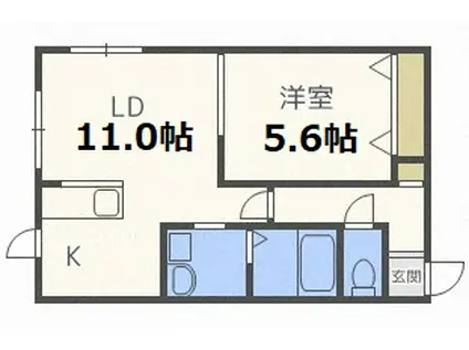 K-MODE菊水(1LDK/1階)の間取り写真