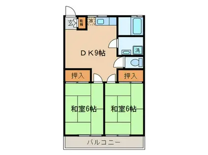 サンライズ横浜(2DK/2階)の間取り写真