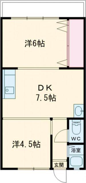 伊勢田マンション(2DK/2階)の間取り写真