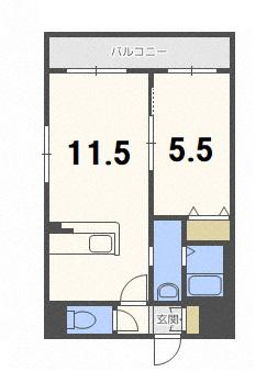フェリス本通14A(1LDK/2階)の間取り写真