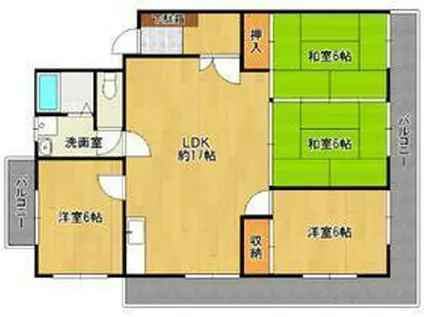 古賀第2ビル(4LDK/2階)の間取り写真