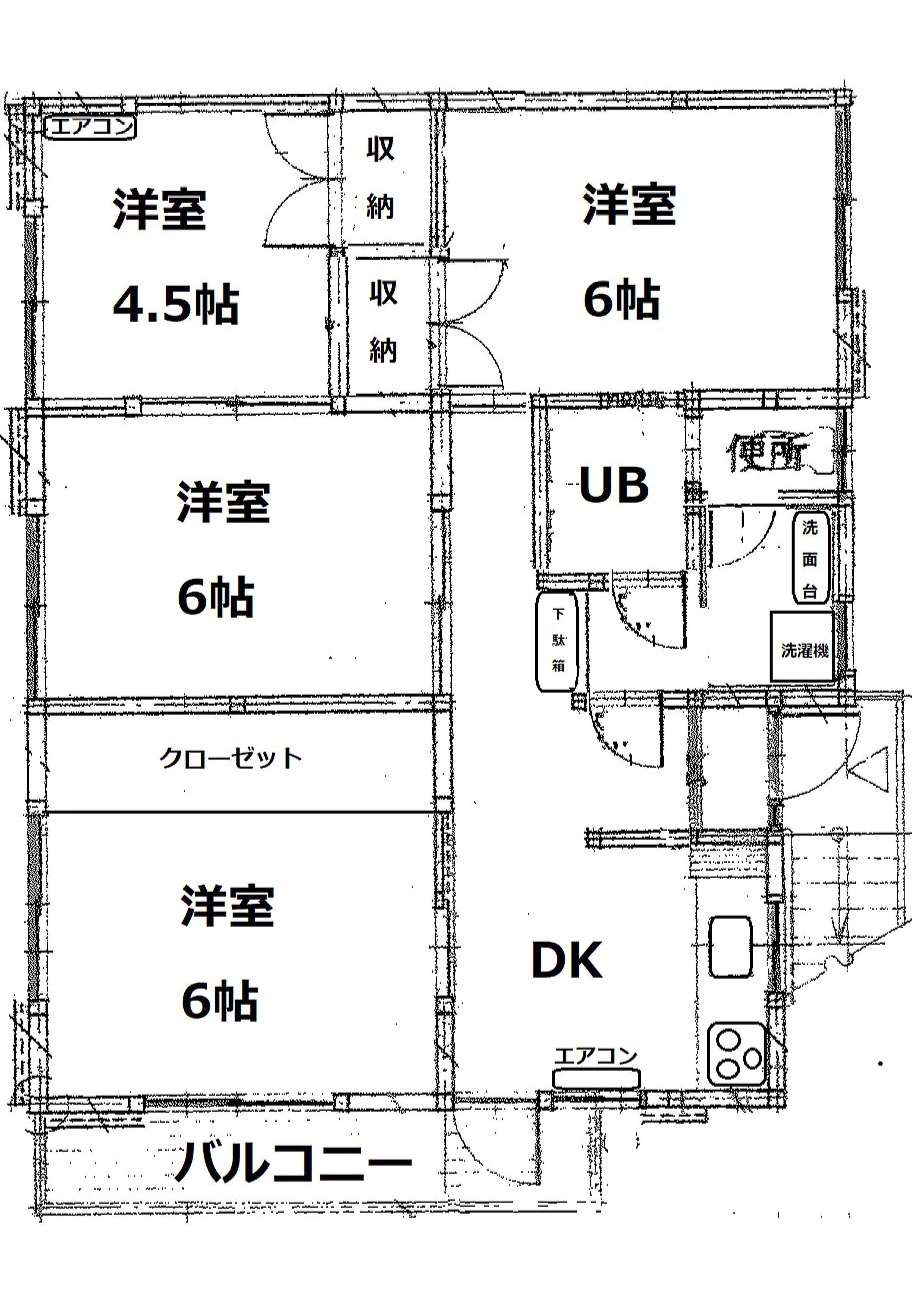 AKアパート(4DK/2階)の間取り写真